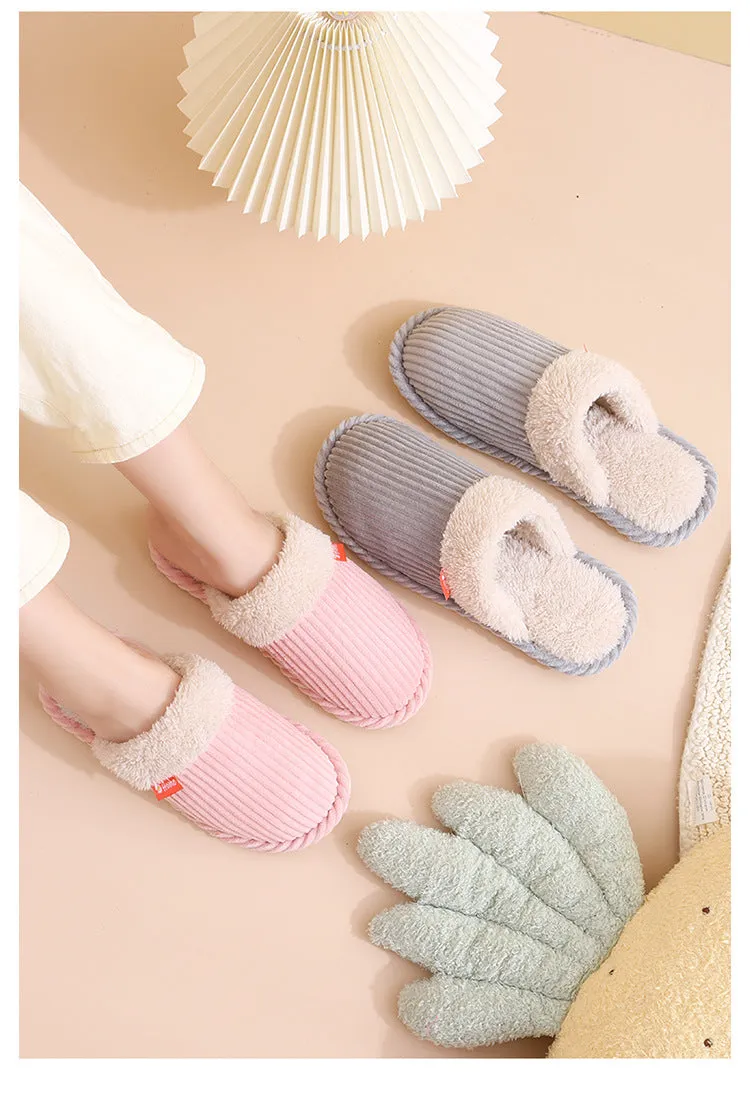 Winter Warm Non-slip Ladies Home Comfortable Corduroy Slippers Women