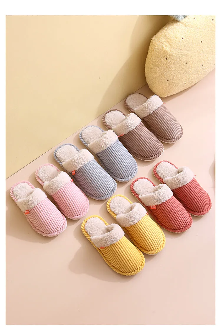 Winter Warm Non-slip Ladies Home Comfortable Corduroy Slippers Women