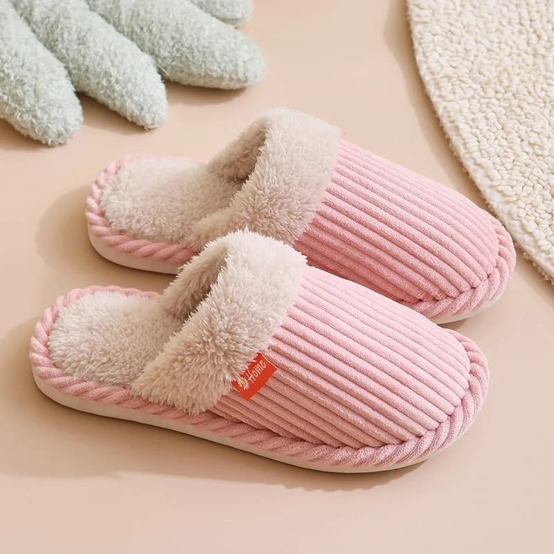 Winter Warm Non-slip Ladies Home Comfortable Corduroy Slippers Women