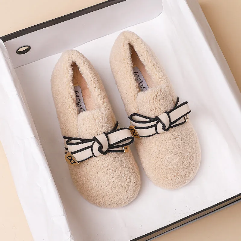 Women Soft Warm Fur Winter Flat Casual Shoes